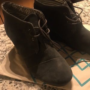 SOLD Grey Toms Wedge Booties - Never Worn!